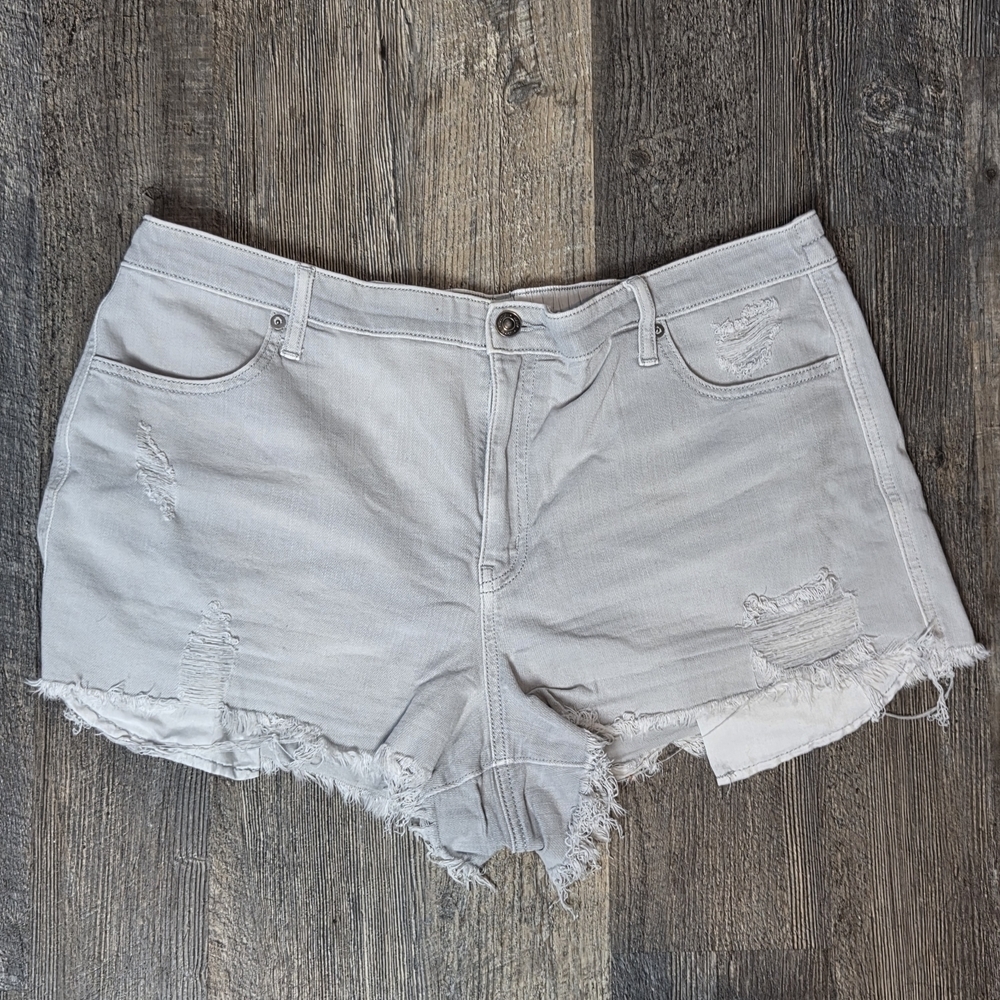 Aerie Light Gray Distressed Jean Shorts